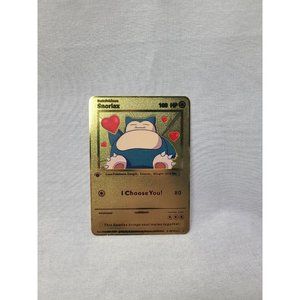 Snorlax I Choose You Love Heart Valentine Gold Metal Card- Brand new